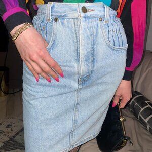 Vintage Staff Travel Jean Pencil Skirt Sz 26